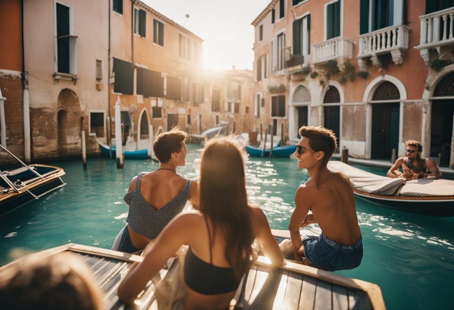 cosa fare a venezia in estate, barca nel canale veneziano con gli amici